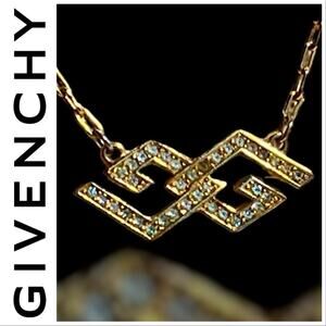 GIVENCHY Vintage 1979 Rhinestone and Gold Tone Necklace